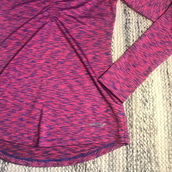 Saucony Pink/Blue Blend Long Sleeve Tee Size S - Picture 2 of 8